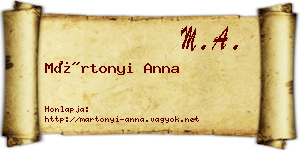 Mártonyi Anna névjegykártya